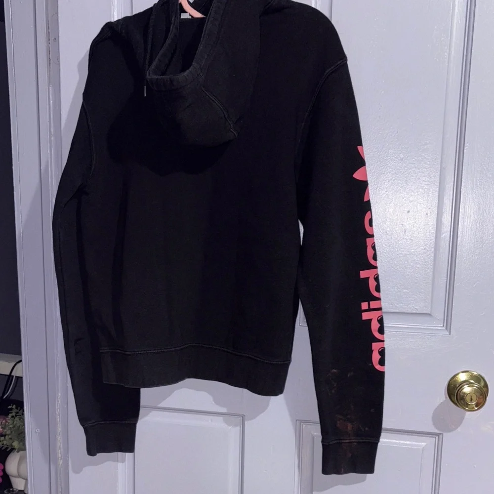 Adidas Black Zip-Up Sweater with Blue and Pink Accents